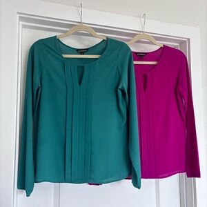 Express Women's Teal and Pink Tops
